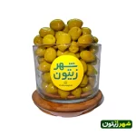 زیتون باهسته درشت طلایی بسته 750 گرمی